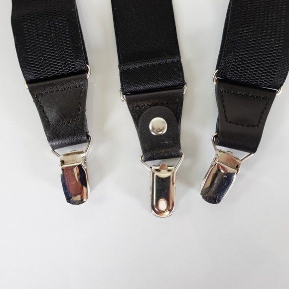Suspender Mens Black Clip on Y Back Adjustable Strap Stretch Silver Adult Formal - Picture 4 of 7